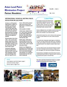 Asian Lead Paint Elimination Project VOLUME 3, ISSUE 2  Partner Newsletter