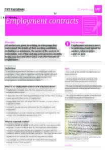 TFT Factsheet  tft-earth.org Employment contracts Principle: