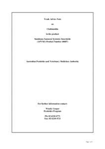 Trade Advice Note on Clothianidin in the product Sumitomo Samurai Systemic Insecticide