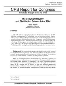 The Copyright Royalty and Distribution Reform Act of 2004