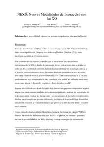 NEXO: Nuevas Modalidades de Interacción con las XO Gustavo Armagno1 Ana Martín2 Tomás Laurenzo3  