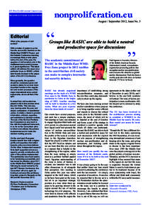 nonproliferation.eu  August / September 2012, Issue No. 5 Editorial What is the purpose of civil