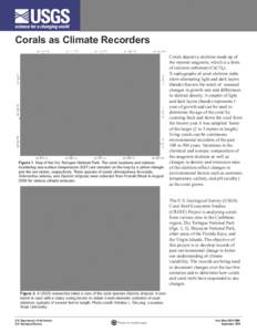 Corals as Climate Recorders  Figure 1. Map of the Dry Tortugas National Park. The coral locations and stations monitoring sea-surface temperature (SST) are denoted on the map by a yellow triangle and the red circles, res