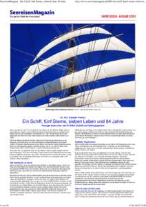 SeereisenMagazin - Ein Schiff, fünf Sterne, sieben Leben, 84 Jahre