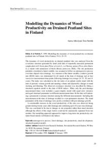 Hökkä and Penttilä Silva Fennica[removed]research articles  Modelling the Dynamics of Wood Productivity on Drained Peatland Sites in Finland
