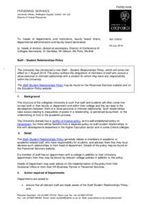 PERS[removed]PERSONNEL SERVICES University Offices, Wellington Square, Oxford OX1 2JD Director of Human Resources  To: heads of departments and institutions, faculty board chairs,