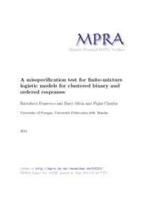 M PRA Munich Personal RePEc Archive A misspecification test for finite-mixture logistic models for clustered binary and ordered responses