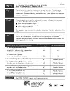 Rev.  FACTS WHAT DOES WASHINGTON SAVINGS BANK DO WITH YOUR PERSONAL INFORMATION?