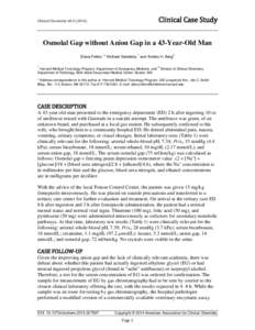 Clinical Case Study  Clinical Chemistry 60:[removed]Osmolal Gap without Anion Gap in a 43-Year-Old Man 1