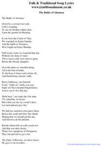 Folk & Traditional Song Lyrics - The Battle of Almanza