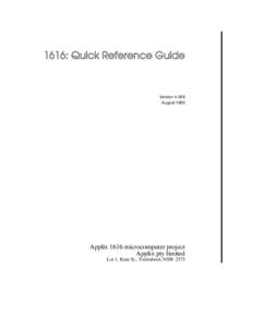 1616: Quick Reference Guide  VersionAugustApplix 1616 microcomputer project