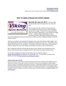 Missouri Valley College / Video hosting / Livestream / North Central Association of Colleges and Schools