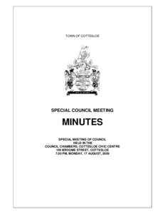 TOWN OF COTTESLOE  SPECIAL COUNCIL MEETING MINUTES SPECIAL MEETING OF COUNCIL