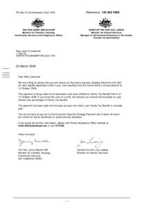 Reference: 789X  PO Box 53 Rockhampton QLD 4700 THE HON JENNY MACKLIN MP Minister for Families, Housing,