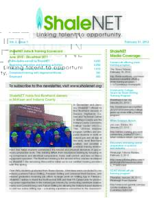 Vol. 2, Issue 1  February 21, 2012 ShaleNET Jobs & Training Scorecard June 2010 – December 2011