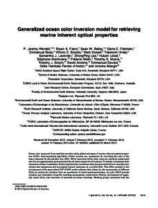 Generalized ocean color inversion model for retrieving marine inherent optical properties P. Jeremy Werdell,1,2,* Bryan A. Franz,1 Sean W. Bailey,1,3 Gene C. Feldman,1 Emmanuel Boss,2 Vittorio E. Brando,4 Mark Dowell,5 T