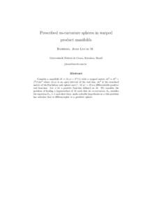 Prescribed m-curvature spheres in warped product manifolds Barbosa, Joao Lucas M. Universidade Federal do Ceara, Fortaleza, Brazil 