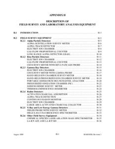 Appendix H: Description of Field Survey and Laboratory Analysis Equipment