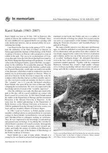 In memoriam: Karol Sabath (1963–2007)