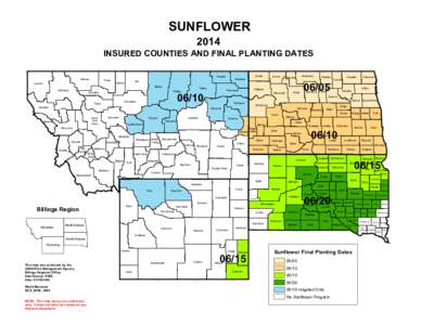 SUNFLOWER 2014 INSURED COUNTIES AND FINAL PLANTING DATES Glacier