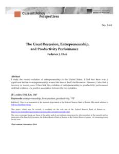 The Great Recession, Entrepreneurship, and Productivity Performance