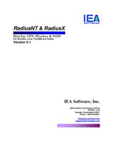 RadiusNT & RadiusX Dial-Up, VPN, Wireless & VOIP For Windows, Linux, FreeBSD and Solaris Version 5.1