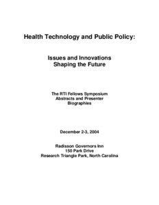 Health / Academia / Science / ZEPRS / RTI International / Research Triangle /  North Carolina / Health services research