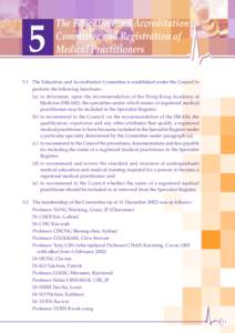 5  The Education and Accreditation Committee and Registration of Medical Practitioners