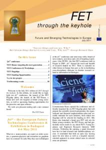 FET  through the keyhole Future and Emerging Technologies in Europe July 2011