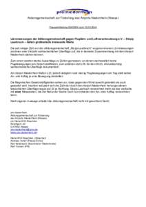 Aktionsgemeinschaft zur Förderung des Airports Niederrhein (Weeze) PressemitteilungvomLärmmessungen der Aktionsgemeinschaft gegen Fluglärm und Luftverschmutzung e.V. – Stopp Laarbruch – liefe
