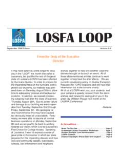 LOSFA LOOP September 2008 Edition Volume 1-5  From the Desk of the Executive