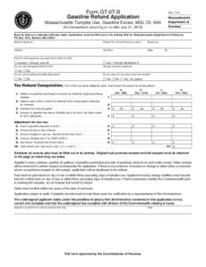 Form GT-9T-B Gasoline Refund Application Rev[removed]Massachusetts