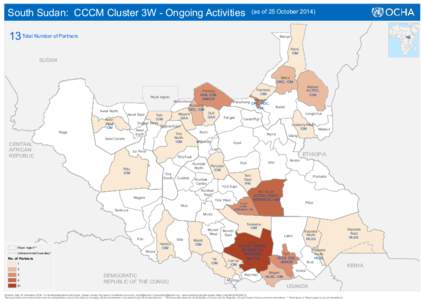 South Sudan: CCCM Cluster 3W - Ongoing Activities  (as of 25 October[removed]Total Number of Partners