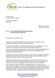 BM Fekter Spendenbeguenstigung fuer Praeventionsvereine