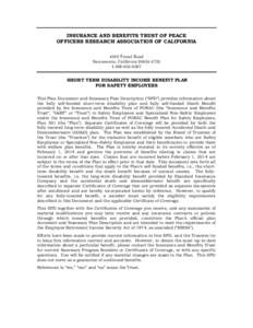 INSURANCE AND BENEFITS TRUST OF PEACE OFFICERS RESEARCH ASSOCIATION OF CALIFORNIA 4010 Truxel Road Sacramento, California