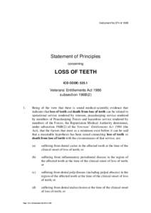 Instrument No.374 of[removed]Statement of Principles concerning  LOSS OF TEETH
