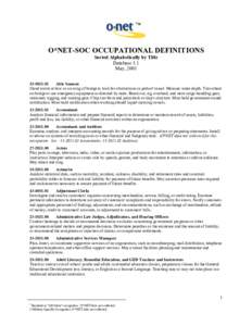 O*NET-SOC OCCUPATIONAL DEFINITIONS Sorted Alphabetically by Title Database 3.1 May, [removed]Able Seamen