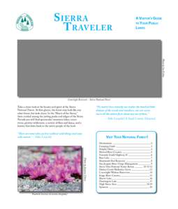 S ierra 	 T raveler A Visitor’s Guide to Your Public Lands