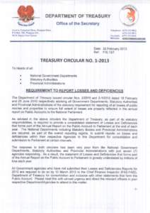 DEPARTMENT OF TREASURY Officeof the Secretary Level4, Vulupindi Haus, Waigani Drive P O llox 542,Waigani 13l, NCD, Papua New Guinea