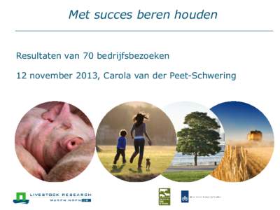 Met succes beren houden Resultaten van 70 bedrijfsbezoeken 12 november 2013, Carola van der Peet-Schwering Overzicht presentatie