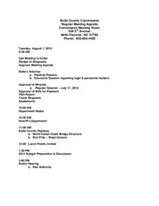 Butte County Commission Regular Meeting Agenda Commission Meeting Room 839 5th Avenue Belle Fourche, SDPhone: 