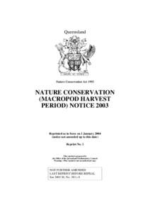 Queensland  Nature Conservation Act 1992 NATURE CONSERVATION (MACROPOD HARVEST