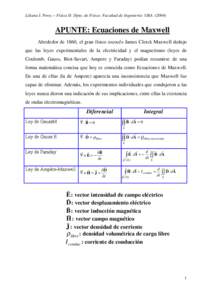 Liliana I. Perez – Física II- Dpto. de Física- Facultad de Ingeniería- UBA[removed]APUNTE: Ecuaciones de Maxwell