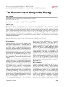 Osteopathy / Physical therapy / Pain / Chiropractic treatment techniques / Joint manipulation / Spinal manipulation / Manual therapy / Low back pain / Chiropractic / Medicine / Health / Manipulative therapy