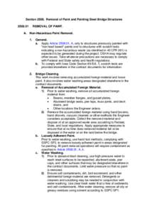 Section[removed]Removal of Paint and Painting Steel Bridge Structures[removed]A. REMOVAL OF PAINT. Non-Hazardous Paint Removal.