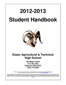 [removed]Student Handbook Essex Agricultural & Technical High School 562 Maple Street