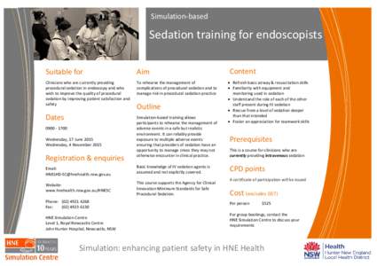 Simulation-based  Sedation training for endoscopists Suitable for  Aim