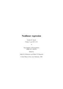 Nonlinear regression Gordon K. Smyth Volume 3, pp 1405–1411