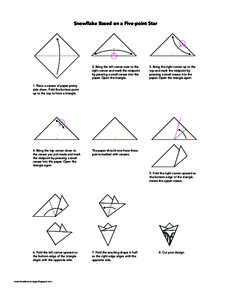 Snowflake Based on a Five-point Star  2. Bring the left corner over to the right corner and mark the midpoint by pressing a small crease into the paper. Open the triangle.