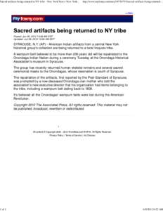 Sacred artifacts being returned to NY tribe - New York News | New York Breaking News | NYC Headlines